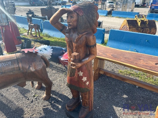 Large Native American Wooden Statue