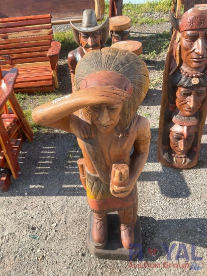 Native American Wooden Statue