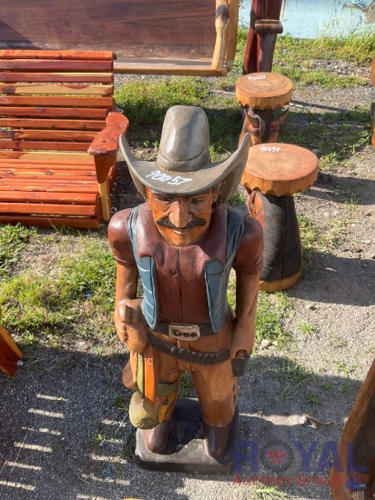 Wooden Cowboy Statue