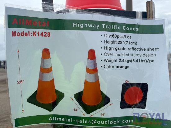 2024 AllMetal K1428 Pallet of 60 Highway Traffic Cones
