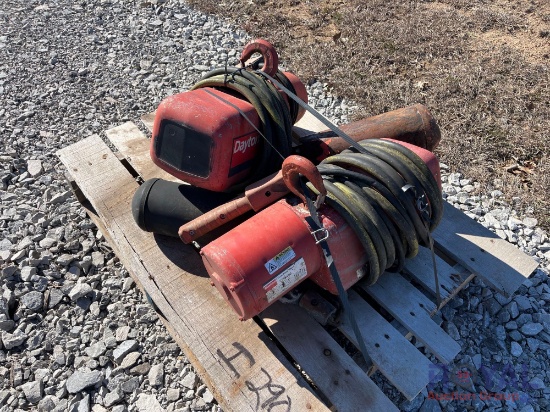 Lot of 2 Dayton C6T17NZ3D 1 Ton Electric Chain Hoist