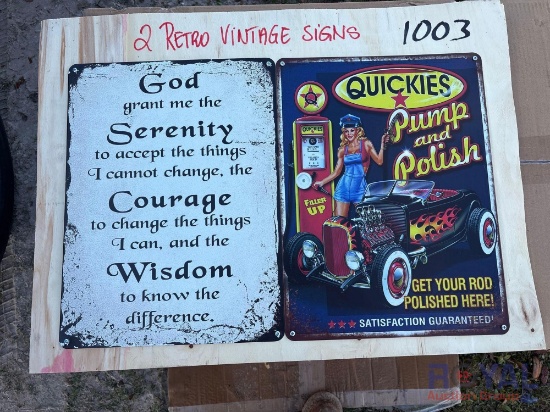 2 Retro Vintage Signs