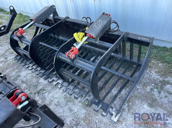 2025 78in Dual Cylinder Hydraulic Grapple Bucket Skid Steer Attachment