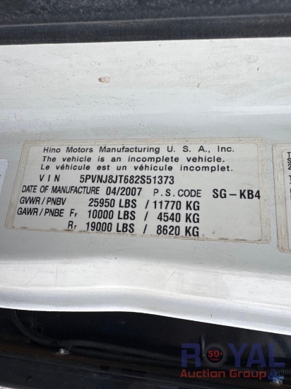 2008 Hino 268 TMA Flatbed Attenuator Truck