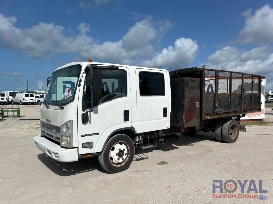 2008 Isuzu NPR HD Crew Cab Landscape Flatbed Truck