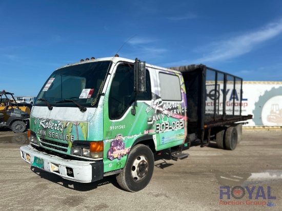 2003 Isuzu NPR-HD Crew Cab Landscape Flatbed Truck