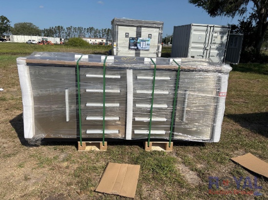 2025 7ft 10 Drawer 2 Cabinet Workbench
