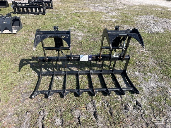 2025 72in. Hydraulic Dual Cylinder Rock Grapple Skid Steer Attachment