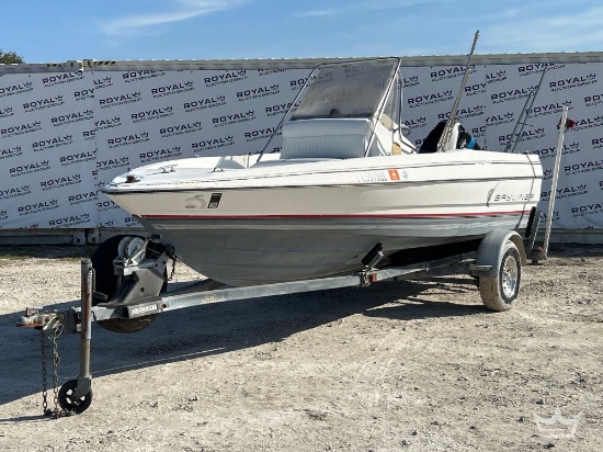1990 Bayliner 19ft Trophy Center Console Boat w/ S/A 20ft Boat Trailer