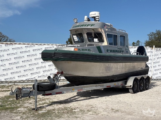 2011 Armstrong Marine Pilot House Boat with Tri Axle Magic Tilt Tri-Axle Boat Trailer