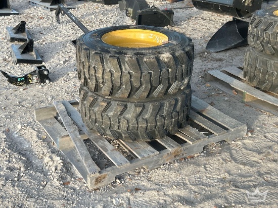 Set of 4 ForeRunner 12-16.5N.H.S. Skid Steer Wheels and Tires