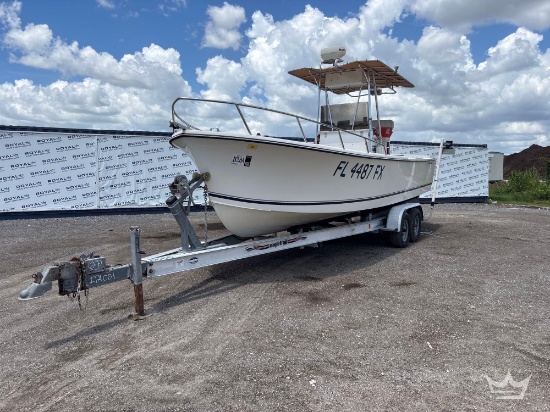 1988 Shamrock Center Console Inboard Diesel Boat w/Magic Trailer 32ft T/A Boat Trailer