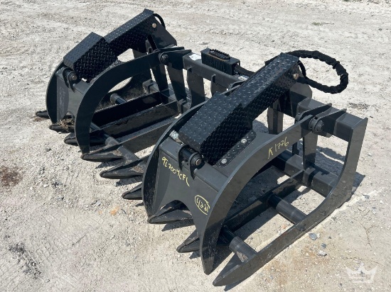 C.I.D. XGR78-S 78in. Hydraulic Dual Cylinder Root Grapple Skid Steer Attachment