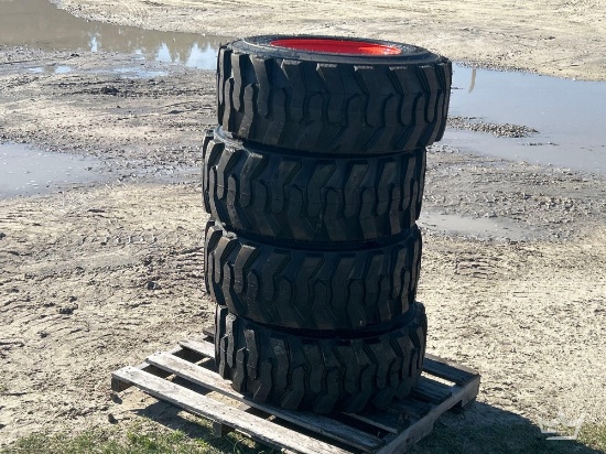 Set of 4 Unused ForeRunner 12-16.5N.H.S. Skid Steer Wheels and Tires