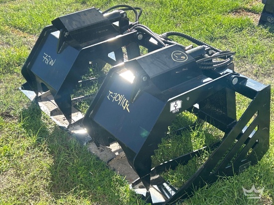 2025 72in Dual Cylinder Hydraulic Grapple Rake Skid Steer Attachment