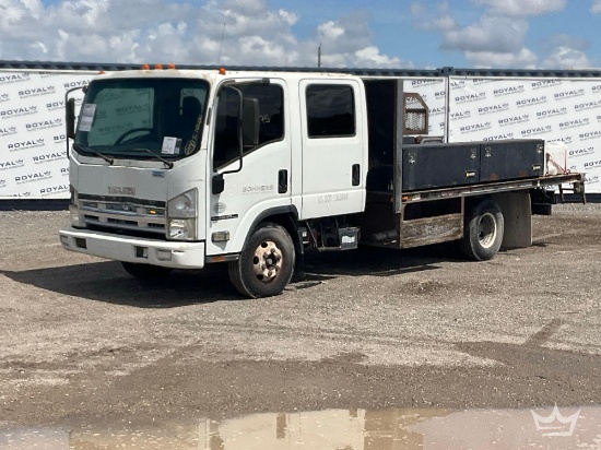 2009 Isuzu NPR-HD Crew Cab Utility Flatbed Truck