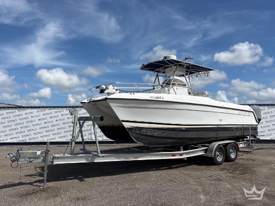 2000 24ft Glacier Bay Canyon Boat w/ 2023 All Star Catamaran 24ft T/A Boat Trailer