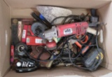 Assortment of tools including MAC grinder, hand tools, torch tips, etc.