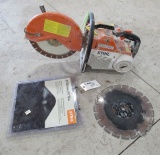 Stihl TS460 concrete saw with extra blades. Note: Pulls free.