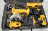 Dewalt 18V combo kit including drill, sawzall, circular saw and light. Note