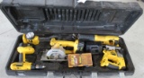 Dewalt 18V combo kit including drill, various saws and light. Note: Works.