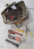 Tool pouch with hand tools including Rigid 14