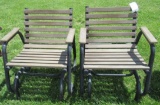 Pair of outdoor glider chairs.