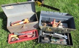 (2) Hand held toolboxes with various hand tools.