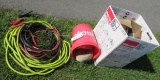 Ratchet strap, jumper cables, air hose, work lights, concrete tools, etc.