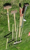 Various yard tools including posthole digger sledge hammers, shovels, etc./