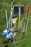 Yard tools including hand saws, pick ax, shovels, brooms, etc.