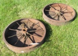 Pair of metal wheels. Measures 31