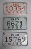 (3) License Plates. Dates Include 1982, 1983, And 1984. Plate Measures 3.5