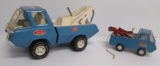 (2) Tonka Pressed Steel Tow Trucks. Largest Measures 8.5