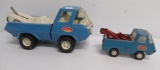 (2) Tonka Pressed Steel Tow Trucks. Largest Measures 8.5
