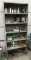 6 Tier Metal Rack With Contents Of Oils, Spray Cans, Grease Gun, 220 Adapto
