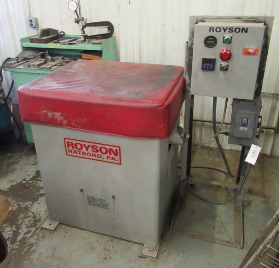 Royson Vibratory Finisher, 240 Volts. Finisher Measures 42" H X 36" W.
