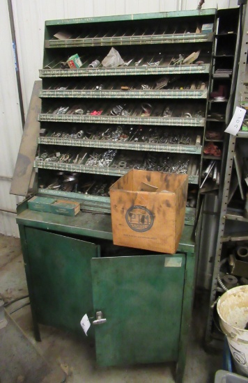 Metal Shop Cabinet And Metal Organizer With Assorted Hardware Including Nut