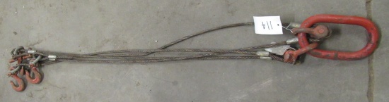 Quad Leg Wire Rope Bridle Sling. Overall Measures 5' Long.