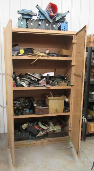 Shop Cabinet With Contents That Includes Hydraulic Cylinders, Air Compresso