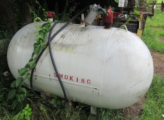 Diesel Auxiliary Tank With Hand Pump, Filter, And Nozzle.