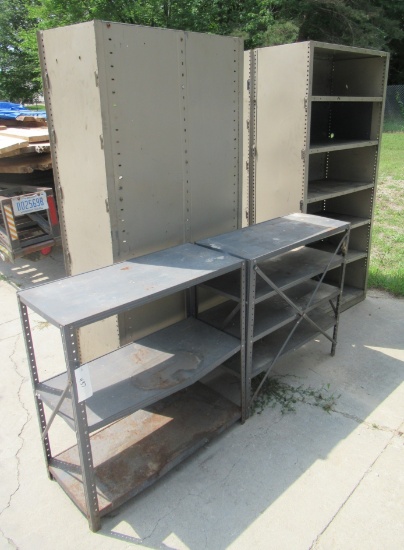 Assortment Of Various Metal Shelving. Largest Measures 75 1/2" Tall.