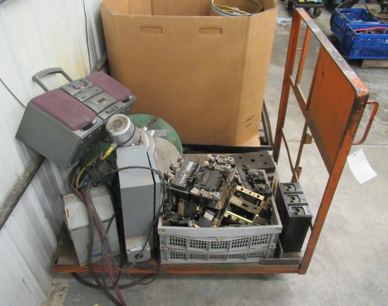Rolling Shop Cart Contents Include Large Breakers, Shutoffs, Etc.