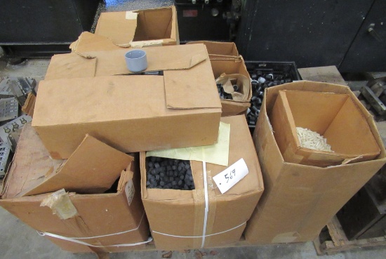 Pallet Of Various Plastic Hardware Includes 2 1/2" Caps, 1" Caps, Etc.