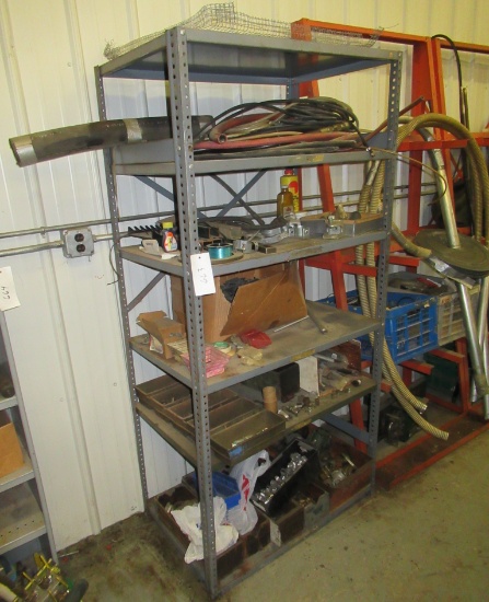 6 Tier Garage Shelf With Contents That Includes, Fittings, Hose Clamps, Too