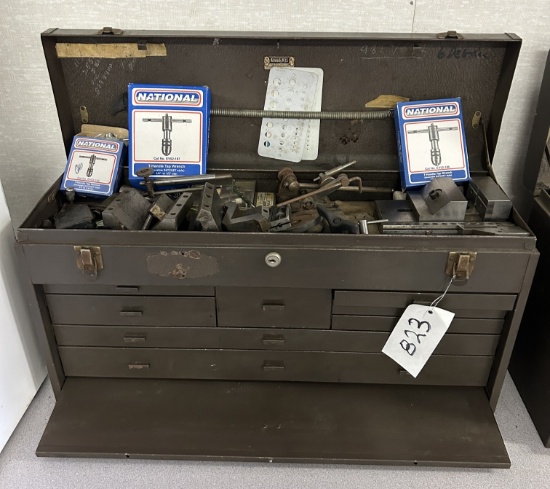 Kennedy Machinest Box With Contents That Includes Setups, Taps & Dies, Ream