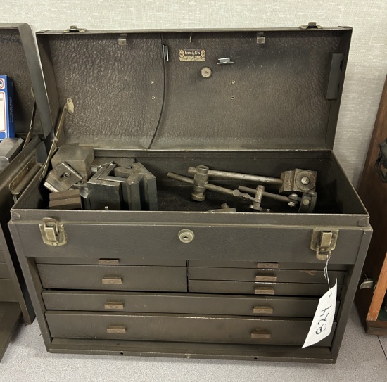 Kennedy Machinest Box With Contents That Includes Setups, V-blocks, Assorte