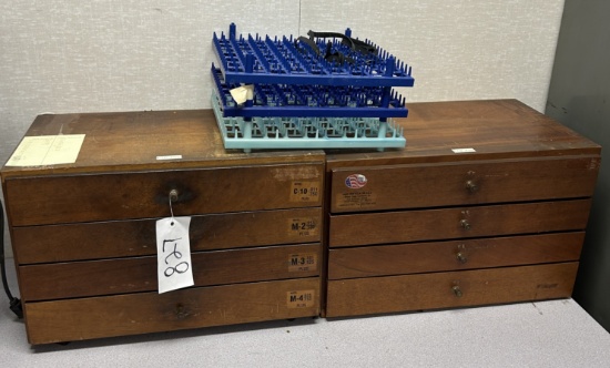 (2) Four Drawer Wood Case Organizers Of Pin Gages Including Meyer.