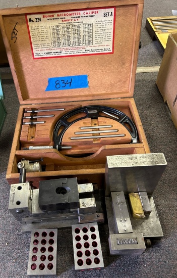 Starrett No. 224 Set A Mic (missing Some Parts) And Assorted Setups.