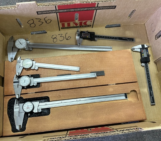(6) Assorted Dial And Digital Calipers Including Starrett And Others.